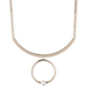 DKNY Gold-Tone Imitation White Pearl Necklace